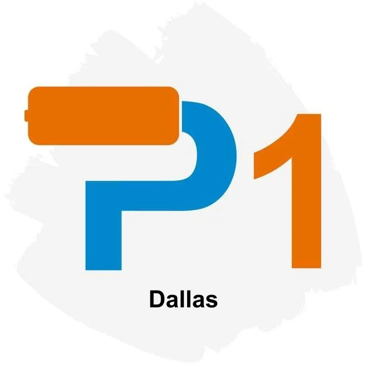 "This is an image from Painter1 of Dallas, located in Texas. The logo for Painter1 of Dallas features a stylized blue ‘P’ combined with an orange paint roller forming the number ‘1,’ set against a light paint-stroke background."