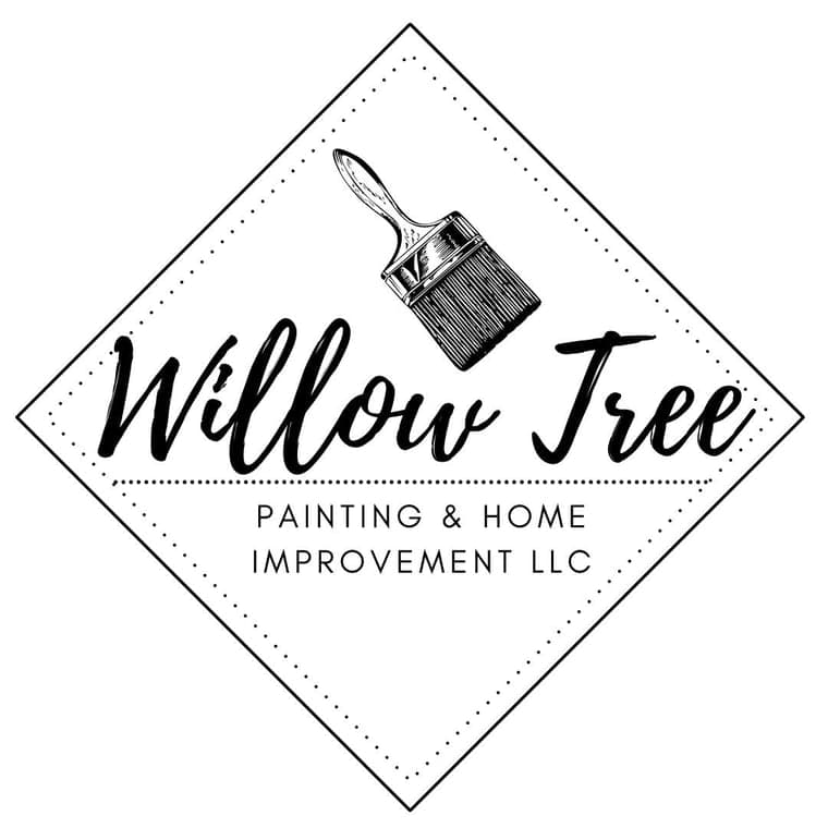 This is an image from Willow Tree Painting & Home Improvement LLC, located in New York. The logo for Willow Tree Painting & Home Improvement LLC features a hand-drawn paintbrush above elegant script text inside a diamond-shaped border.