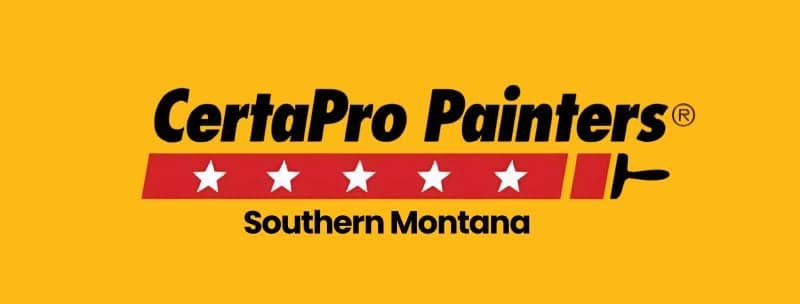 This is an image from CertaPro Painters of Southern Montana, located in Montana. The logo for CertaPro Painters of Southern Montana features black text on a yellow background with a red paintbrush graphic, white stars, and Southern Montana text below.