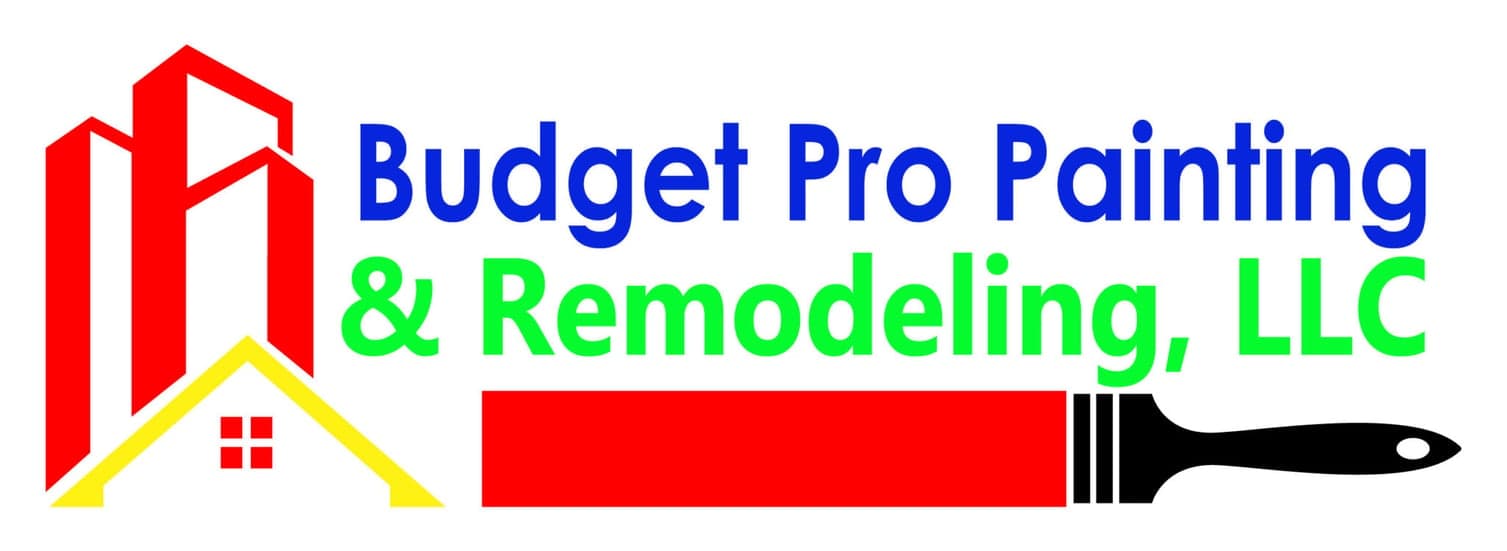 This is an image from Budget Pro Painting & Remodeling, LLC, located in Iowa. The logo for Budget Pro Painting & Remodeling, LLC features a red and yellow house graphic with blue and green company text and a black paintbrush icon.