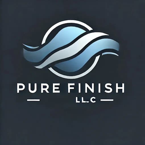This is an image from Pure Finish LLC company, located in Kingston, PA. The image is a Pure Finish LLC logo with abstract blue wave design
