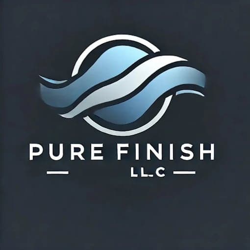 This is an image from Pure Finish LLC company, located in Kingston, PA. The image is a Pure Finish LLC logo with abstract blue wave design