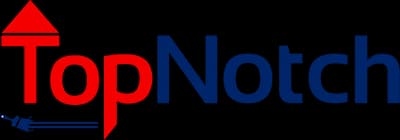 This is an image from Top Notch Pro Painting Inc., located in Massachusetts. The logo for Top Notch Pro Painting Inc. features a red upward arrow forming the 'T' in 'Top' alongside bold blue lettering that spells out the company name.