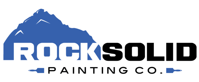 This is an image from Rock Solid Painting, located in Ohio. The logo for Rock Solid Painting features bold blue lettering with a stylized mountain graphic representing strength, reliability, and professional painting services