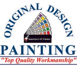 This is the logo of Original Design Painting. It features a colorful paint swatch fan with the tagline "Top Quality Workmanship."