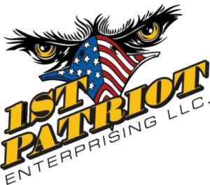 This is an image from 1st Patriot Enterprising LLC, located in Indiana. The logo for 1st Patriot Enterprising LLC features bold patriotic lettering with an eagle and American flag graphic, representing professional residential and commercial painting services.