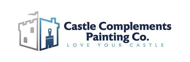 his is the logo for Castle Complements Painting Co. It features a stylized castle outline with a paintbrush figure inside, alongside the company name and tagline “Love Your Castle.”