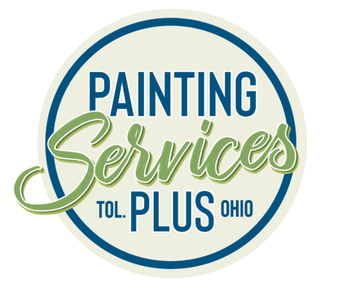 This is an image from Painting Services Plus LLC, located in Ohio. The logo for Painting Services Plus LLC features a circular badge design with blue and green lettering and includes “Tol. Ohio,” representing the company’s professional painting services.