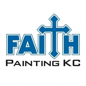 This is an image from Faith Painting KC. The image shows the Faith Painting KC logo with bold blue lettering and a cross incorporated into the design.