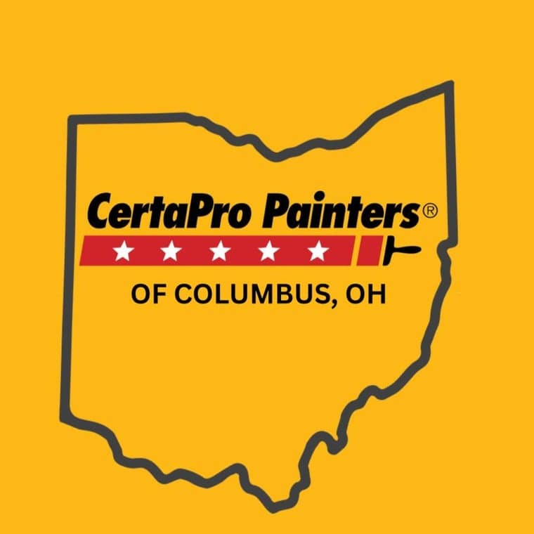 This is the logo for CertaPro Painters of Columbus, located in Ohio. The image shows the CertaPro Painters branding with the Ohio state outline and company logo design.