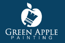 This is an image from Green Apple Painting, located in the United States. The logo for Green Apple Painting features a stylized white apple with a paintbrush inside set against a dark teal background with clean white lettering.