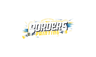 "This is an image from Borders Painting LLC, located in Texas. The logo for Borders Painting LLC features bold white text with a yellow brushstroke background and blue accents."
