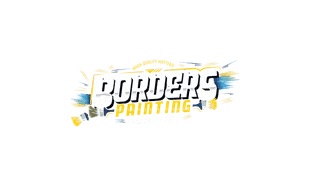 "This is an image from Borders Painting LLC, located in Texas. The logo for Borders Painting LLC features bold white text with a yellow brushstroke background and blue accents."