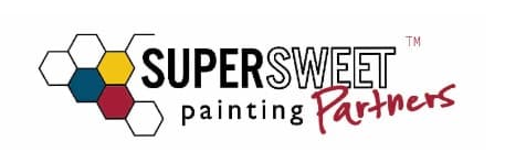 This is an image from Supersweet Painting Partners, located in Missouri. The logo for Supersweet Painting Partners features a modern wordmark with colorful hexagon elements and stylized lettering emphasizing the painting brand.