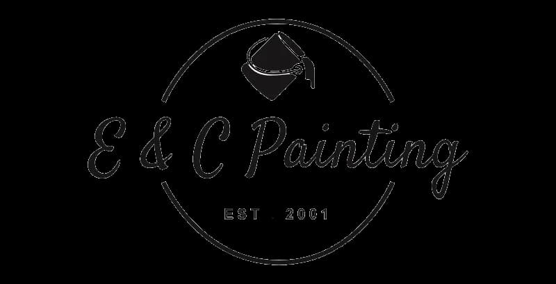 Logo of E & C Painting, a professional painting company established in 2001, featuring a paint can design inside a circular emblem.