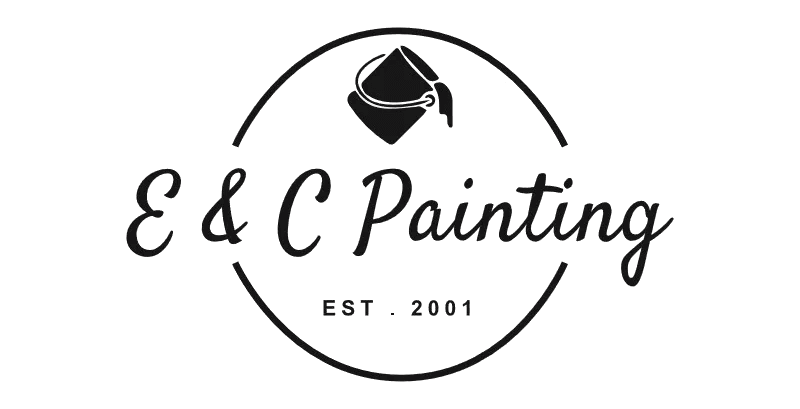 Logo of E & C Painting, a professional painting company established in 2001, featuring a paint can design inside a circular emblem.