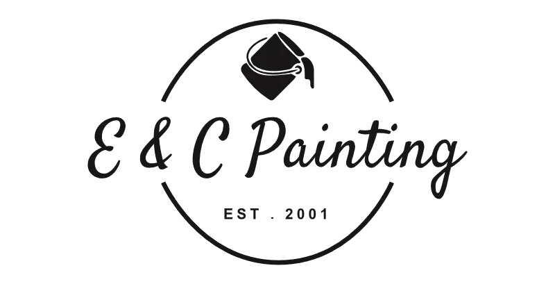 Logo of E & C Painting, a professional painting company established in 2001, featuring a paint can design inside a circular emblem.
