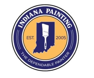 This is an image from Indiana Painting, located in Indiana. The logo for Indiana Painting features a circular badge with a paintbrush forming the shape of the state of Indiana, along with the text “The Dependable Painter” and the established year 2005.