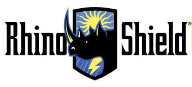 This is an image from Rhino Shield of Michigan, located in Michigan. The logo for Rhino Shield of Michigan features a stylized rhino head inside a shield with lightning graphics and bold black lettering.