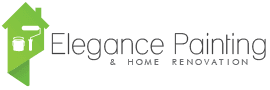This is an image from Elegance Painting and Home Renovation, located in Michigan. The logo for Elegance Painting and Home Renovation features a green geometric house and paint roller icon next to modern black text.