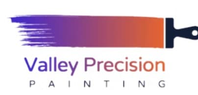 This is an image from Valley Precision Painting, located in Ohio. The image shows the company logo featuring a stylized paint brush graphic with a purple-to-orange gradient and the name Valley Precision Painting.