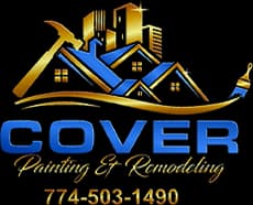 This is an image from Cover Painting & Remodeling LLC, located in Florida. The logo for Cover Painting & Remodeling LLC features bold blue and gold text with a stylized house roof and paint roller graphic.