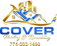 This is an image from Cover Painting & Remodeling LLC, located in Florida. The logo for Cover Painting & Remodeling LLC features bold blue and gold text with a stylized house roof and paint roller graphic.