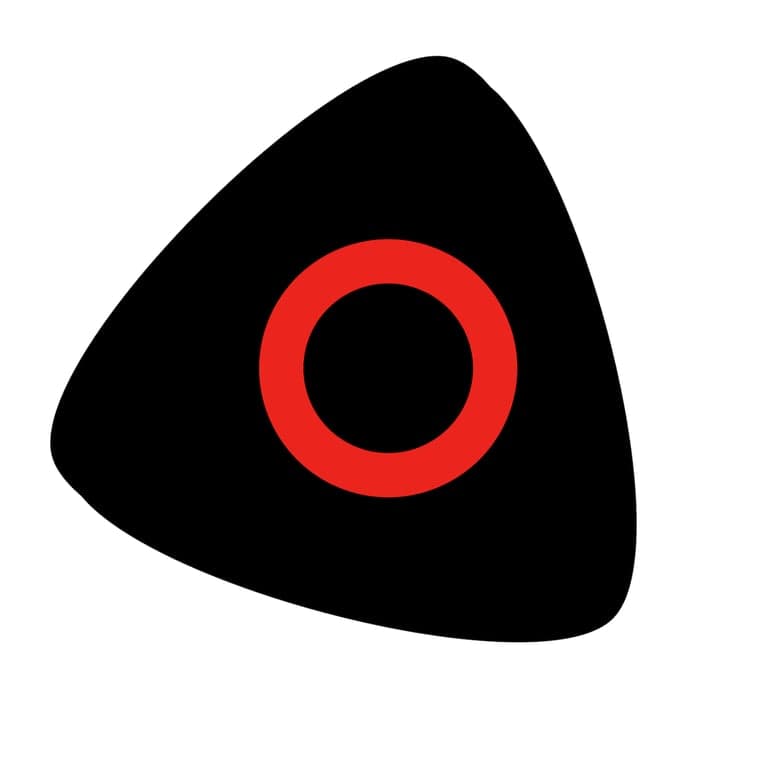 This is an image from Pete's Paints, LLC company, located in New Holland, PA. The image is a Pete's Paints LLC logo featuring a bold black triangular shape with a centered red ring, symbolizing precision and modern painting services