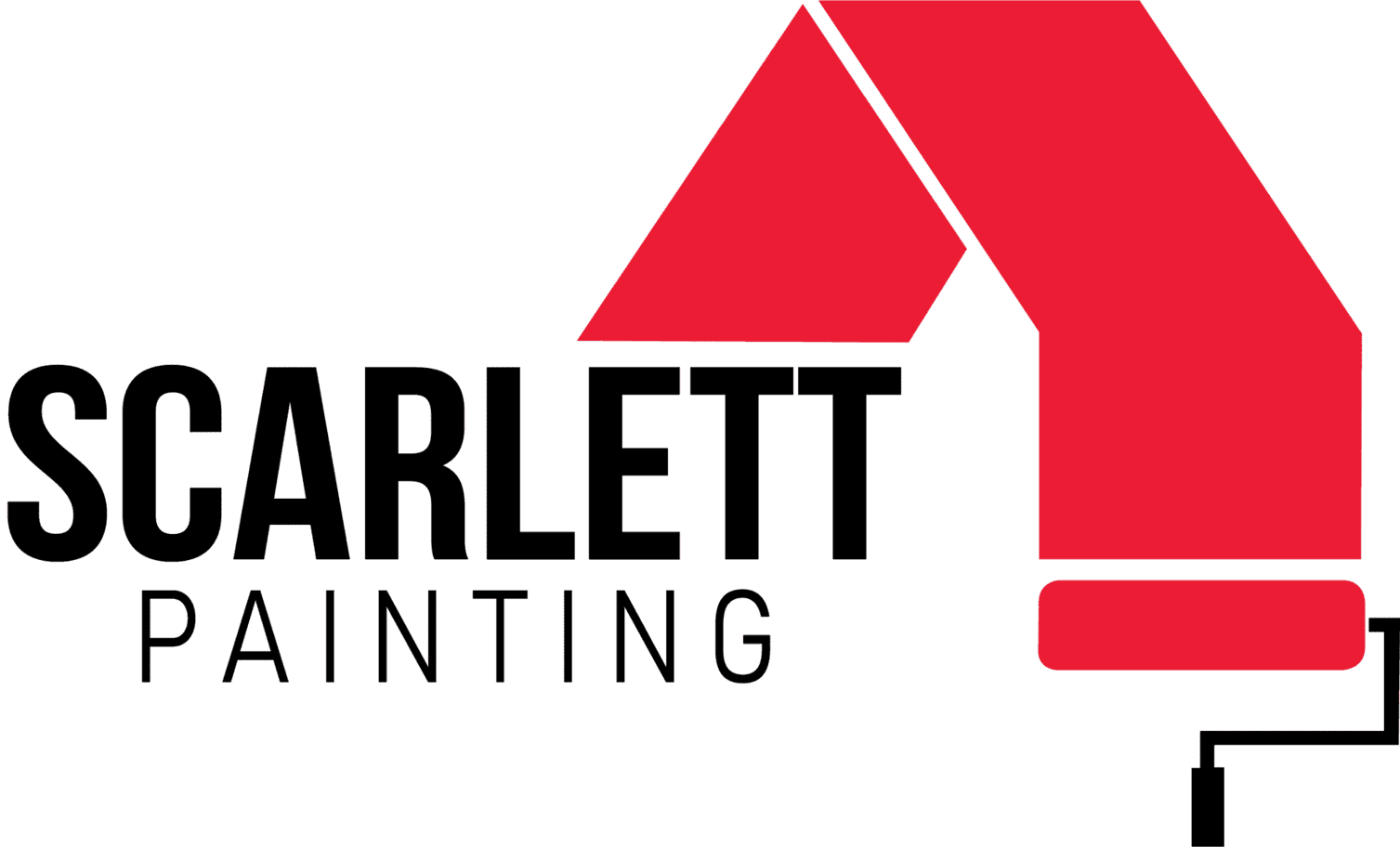 This is an image from Scarlett Painting & Remodeling. The image shows the Scarlett Painting logo featuring a red paint roller forming an angled graphic above the company name.