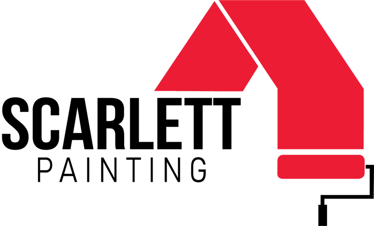 This is an image from Scarlett Painting & Remodeling. The image shows the Scarlett Painting logo featuring a red paint roller forming an angled graphic above the company name.