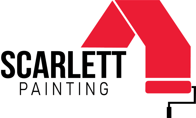 This is an image from Scarlett Painting & Remodeling. The image shows the Scarlett Painting logo featuring a red paint roller forming an angled graphic above the company name.
