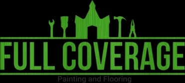 This is an image fromFull Coverage Painting and Flooring, located in Tennessee. The image is a Full Coverage Painting and Flooring logo with green text and tool icons, representing home improvement and renovation services.