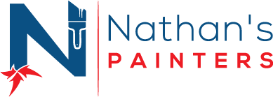 "This is an image from Nathan's Painters, located in Texas. The logo for Nathan's Painters features a stylized blue letter ‘N’ with a paint roller icon and red text to the right."