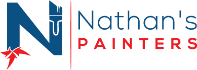 "This is an image from Nathan's Painters, located in Texas. The logo for Nathan's Painters features a stylized blue letter ‘N’ with a paint roller icon and red text to the right."