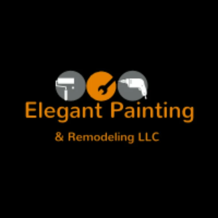 This is an image from Elegant Painting And Remodeling company, located in Pensacola, FL. The image is a Elegant Painting & Remodeling LLC logo featuring orange and gray icons of a paint roller, wrench, and drill on a black background