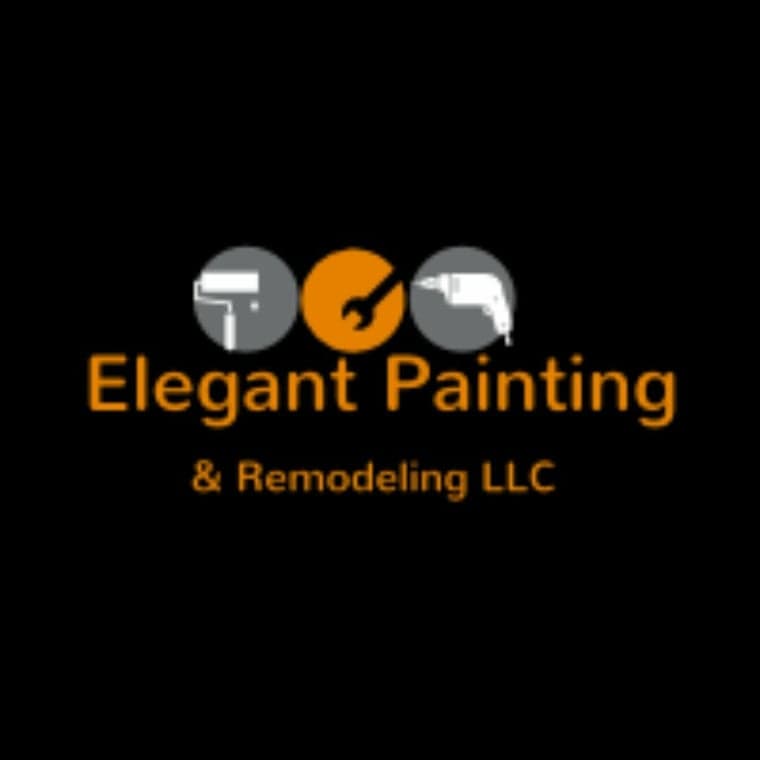 This is an image from Elegant Painting And Remodeling company, located in Pensacola, FL. The image is a Elegant Painting & Remodeling LLC logo featuring orange and gray icons of a paint roller, wrench, and drill on a black background