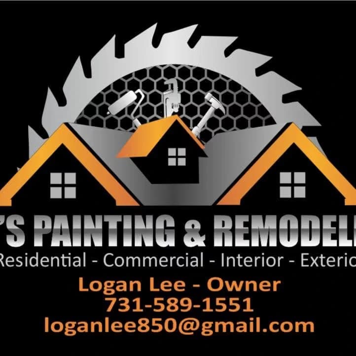 Lee’s Painting and Remodeling logo for a Tennessee painting and remodeling company, featuring house graphics, a saw blade, and contact details.