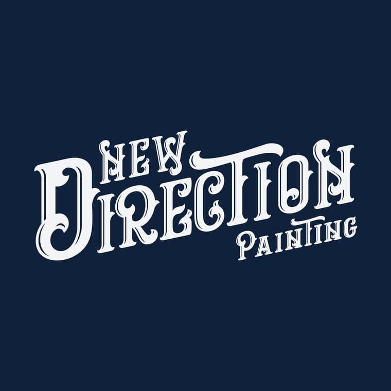 This is an image from New Direction Painting, located in Tennessee. The logo for New Direction Painting features stylized white vintage lettering on a dark blue background.