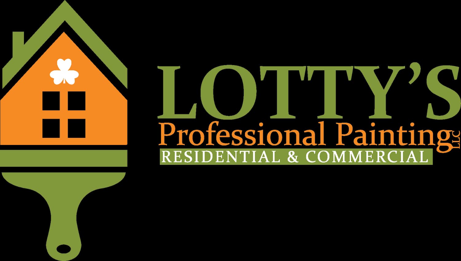 This is an image from Lotty’s Professional Painting, located in Pennsylvania. The logo for Lotty’s Professional Painting features a stylized house and paintbrush graphic in green and orange with bold lettering.