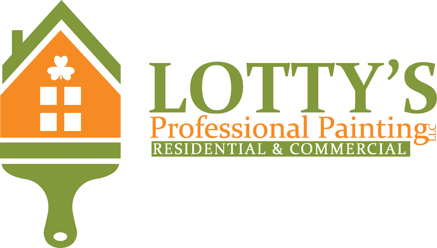 This is an image from Lotty’s Professional Painting, located in Pennsylvania. The logo for Lotty’s Professional Painting features a stylized house and paintbrush graphic in green and orange with bold lettering.