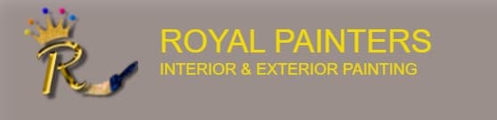 This is an image from Royal Painters, located in Ohio. The logo for Royal Painters features a gold crown above a stylized letter “R” with a paintbrush accent, alongside yellow text reading “Interior & Exterior Painting.”