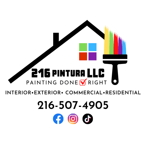 This is an image from 216 Pintura, located in Ohio. The logo for 216 Pintura features a modern black background with colorful paint-inspired graphics and bold white company lettering.