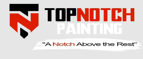 This is an image from Top Notch Painting, located in Florida. The logo for Top Notch Painting features a bold red and black stylized “N” icon with strong uppercase lettering and the tagline 'A Notch Above the Rest'.