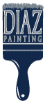This is an image from Diaz Painting, located in California. The logo for Diaz Painting features a stylized blue paintbrush graphic with bold lettering representing the painting company.