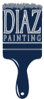 This is an image from Diaz Painting, located in California. The logo for Diaz Painting features a stylized blue paintbrush graphic with bold lettering representing the painting company.