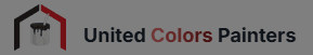 This is an image from United Colors Painters & Remodelers company, located in Catasauqua, PA. The image is a United Colors Painters logo featuring a paint can inside a house-shaped outline in black and red