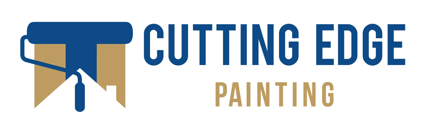 This is an image from Cutting Edge Painting of Knoxville, located in Tennessee. The logo for Cutting Edge Painting of Knoxville features a blue and tan paint roller graphic beside bold uppercase text.