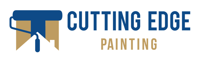 This is an image from Cutting Edge Painting of Knoxville, located in Tennessee. The logo for Cutting Edge Painting of Knoxville features a blue and tan paint roller graphic beside bold uppercase text.