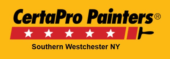This is an image from CertaPro Painters of Southern Westchester NY, located in New York. The logo for CertaPro Painters of Southern Westchester NY features bold black and red text with a red banner of white stars and a stylized black paintbrush on a yellow background.