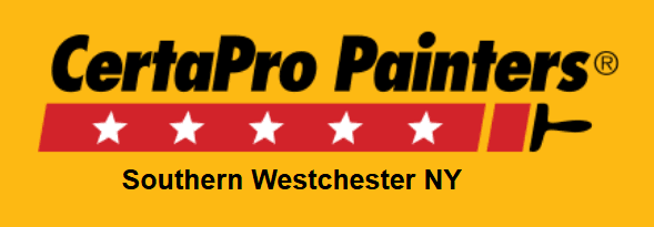 This is an image from CertaPro Painters of Southern Westchester NY, located in New York. The logo for CertaPro Painters of Southern Westchester NY features bold black and red text with a red banner of white stars and a stylized black paintbrush on a yellow background.